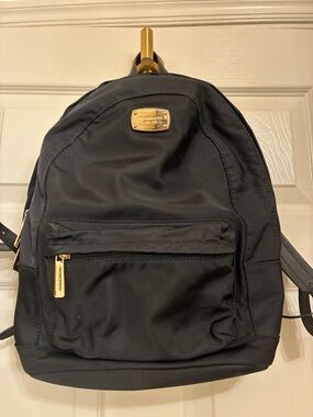 Michael Kors Black Backpack with Gold Hardware